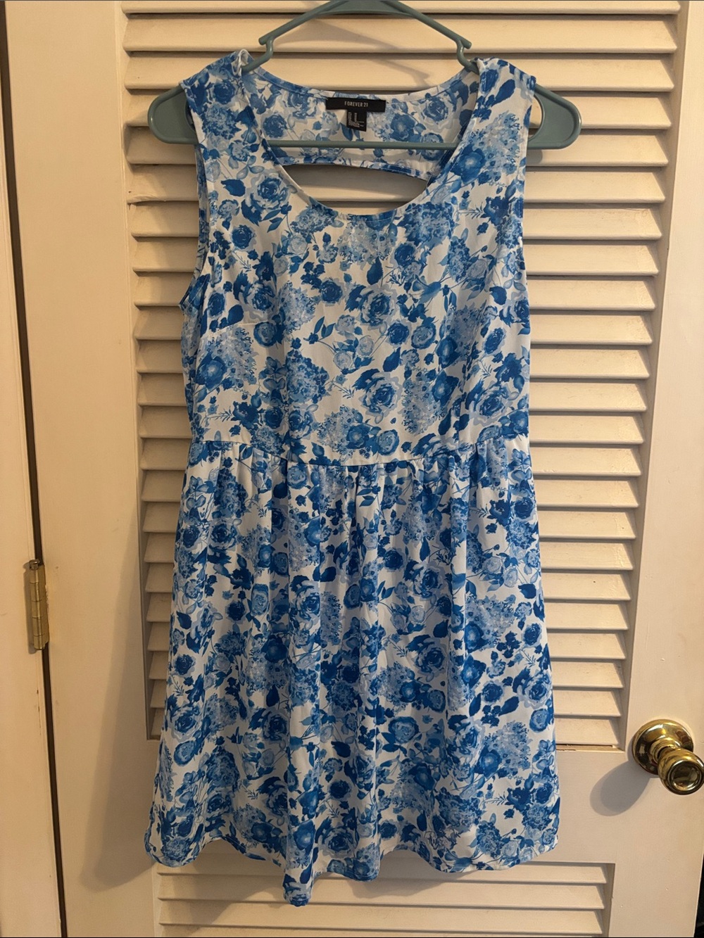 Forever 21 Blue and White Floral Sleeveless Dress